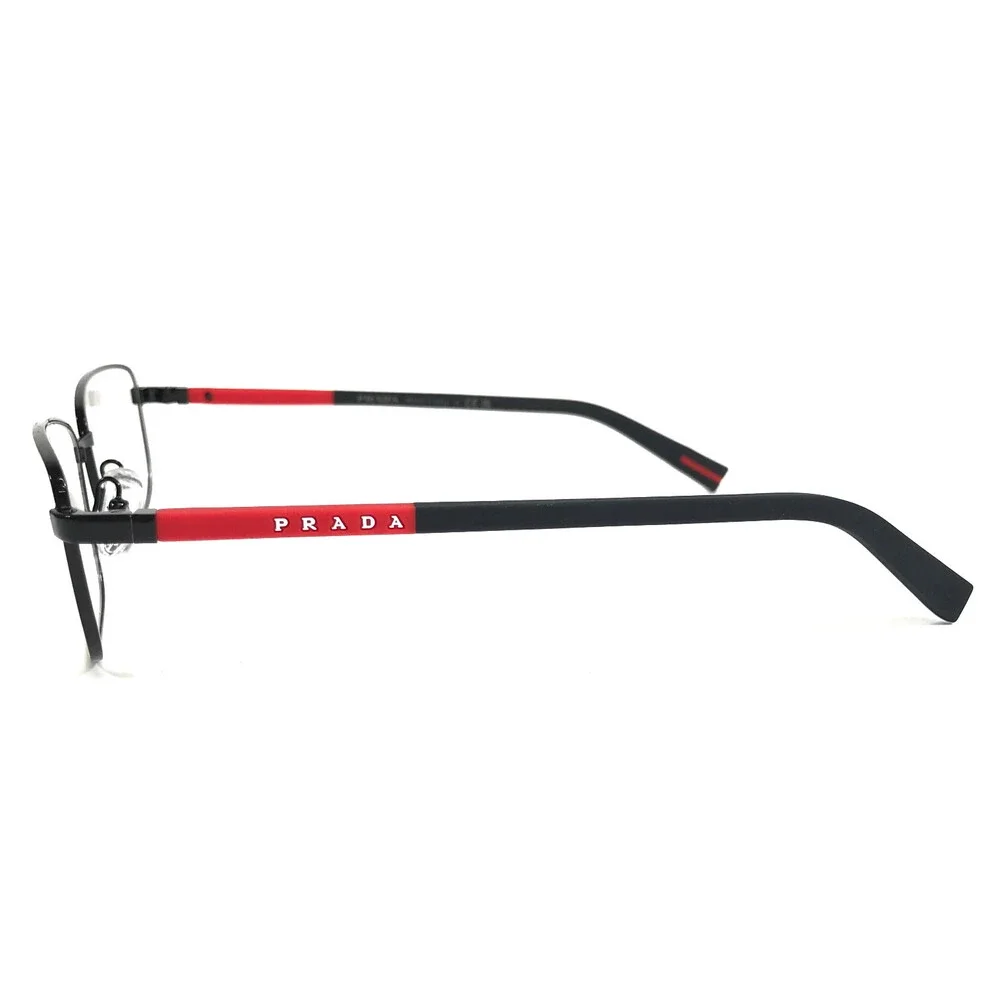Prada Eyeglasses Frames VPS50S 1BO-1O1 Black Red Rectangle Wire Rim 57-17-145 - Picture 7 of 13